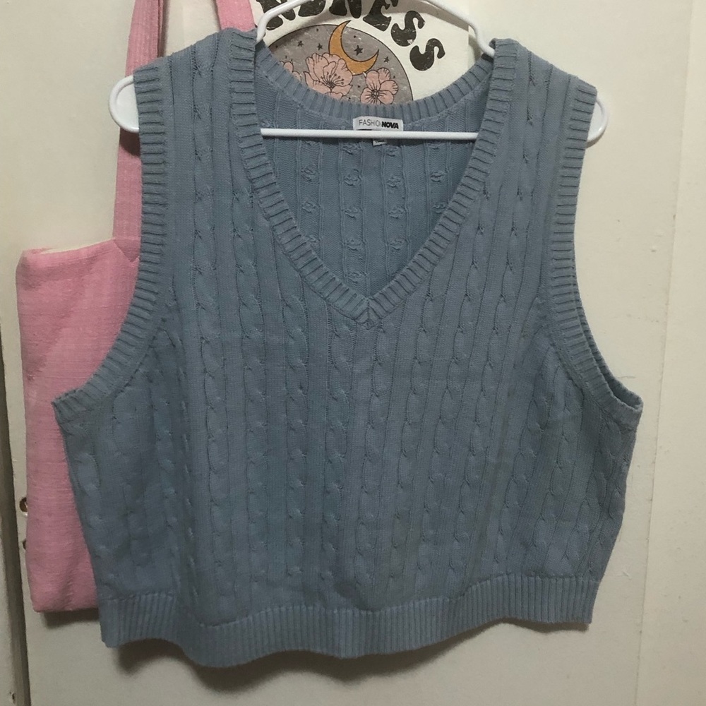 Fashion Nova- Blue v-neck vest
